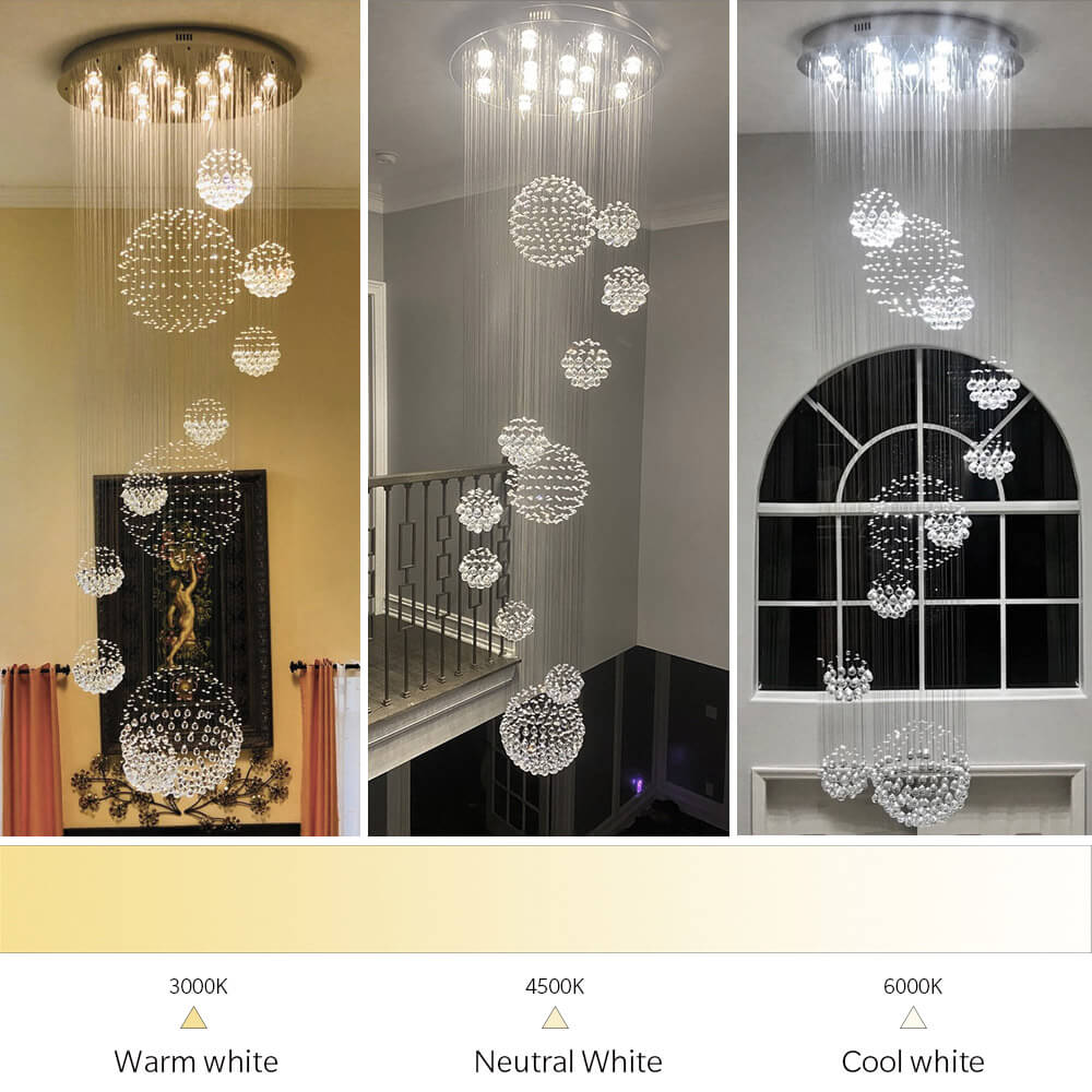 Glitzy Crystal Spiral Raindrop Chandelier For Long Staircase & Entry Foyer