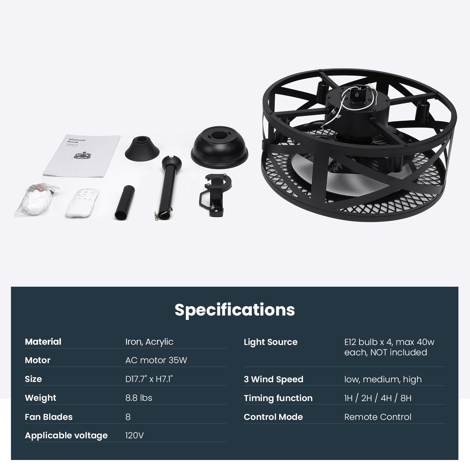 Small Industrial Fandelier For Bedroom