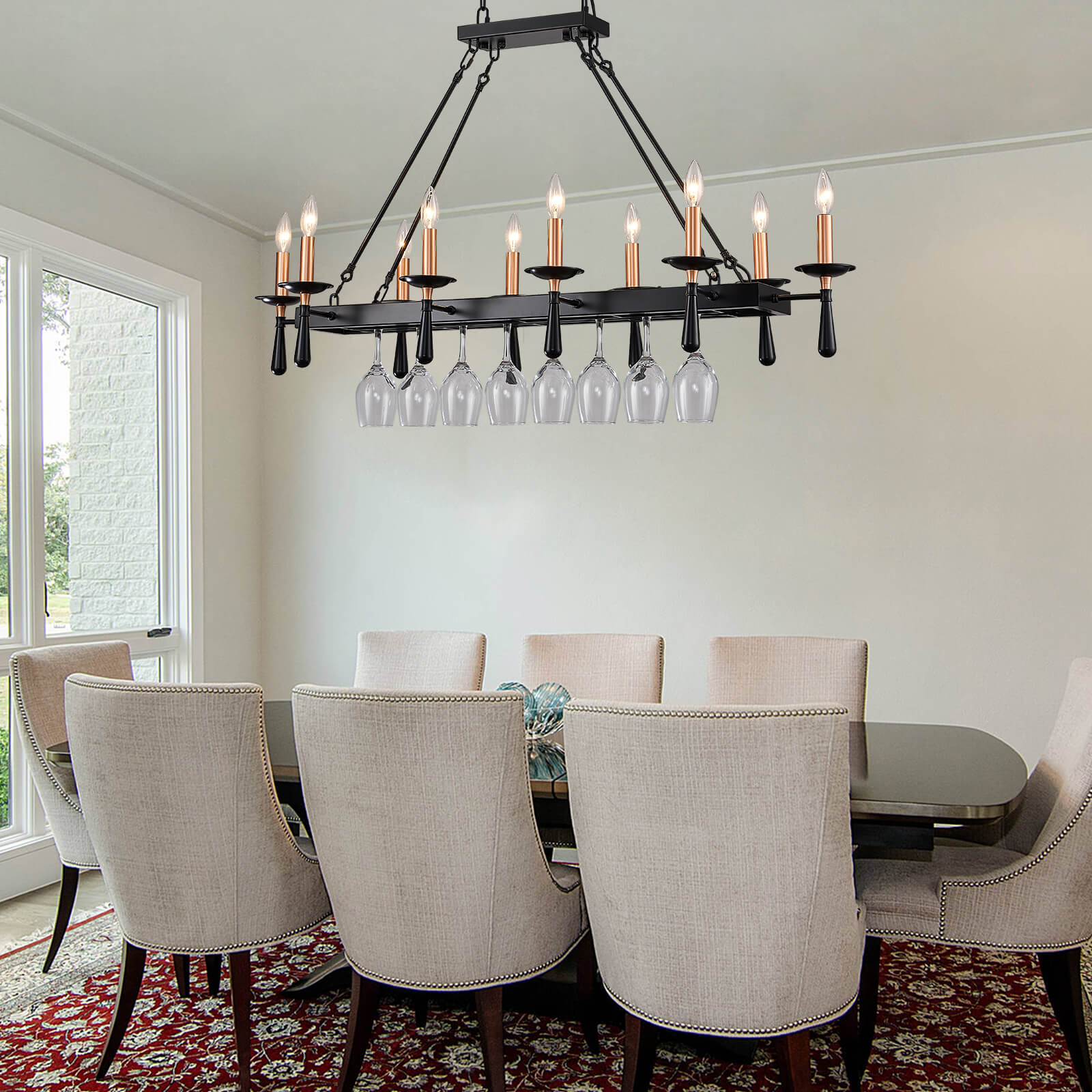 Rustic Candelabra Black Iron Frame Chandelier