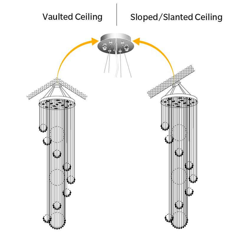 Glitzy Crystal Spiral Raindrop Chandelier For Long Staircase & Entry Foyer