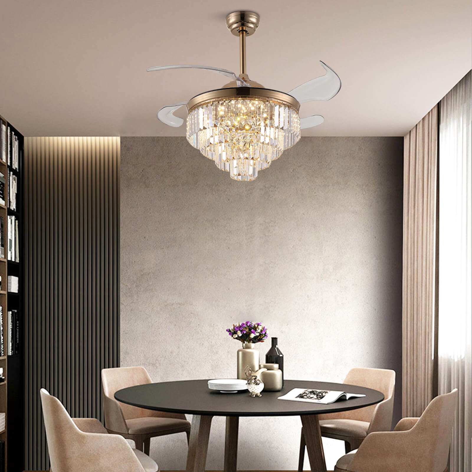 Top-Rated Crystal Gold Retractable l Fandelier