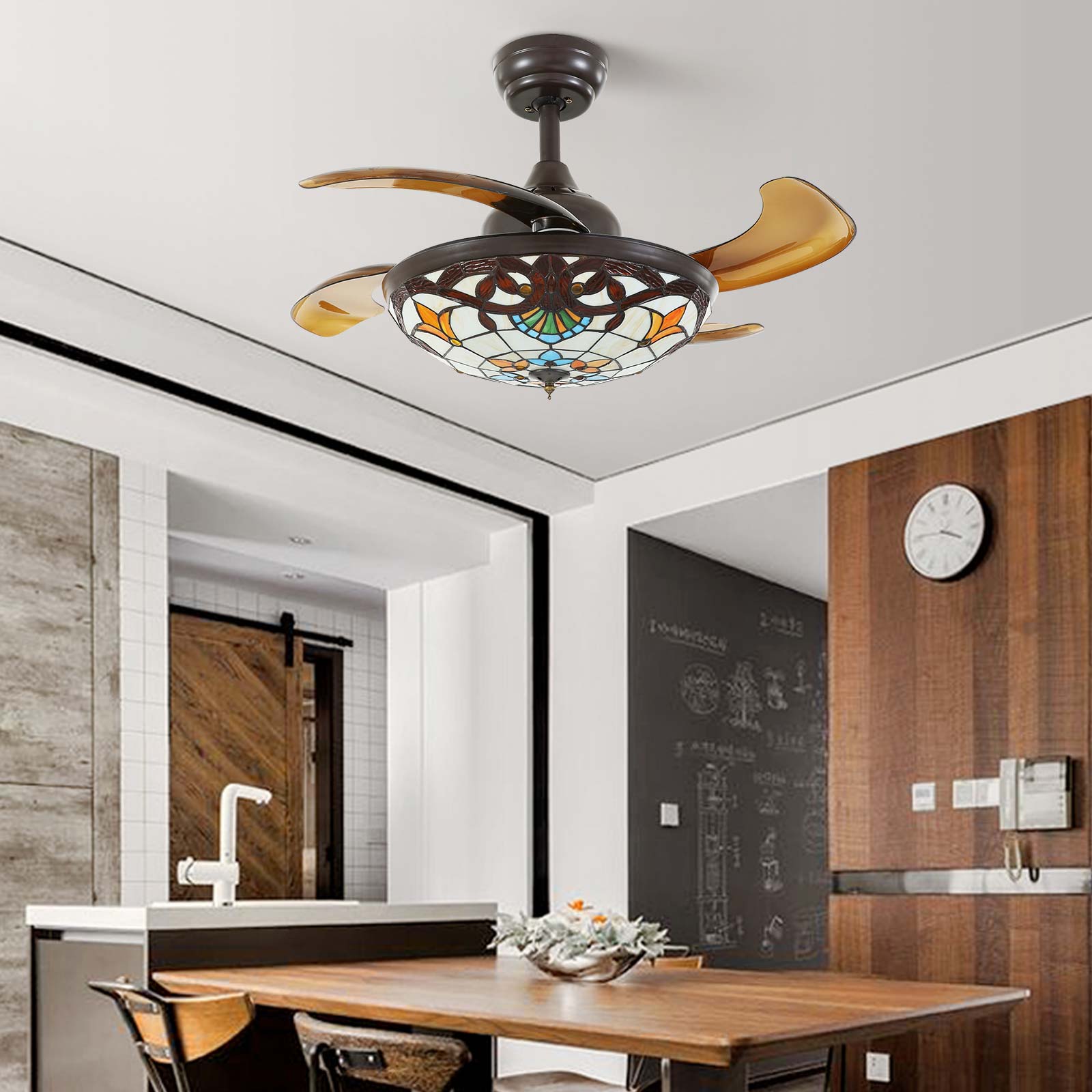 Tiffany Victorian Art Class Retractable Fandelier