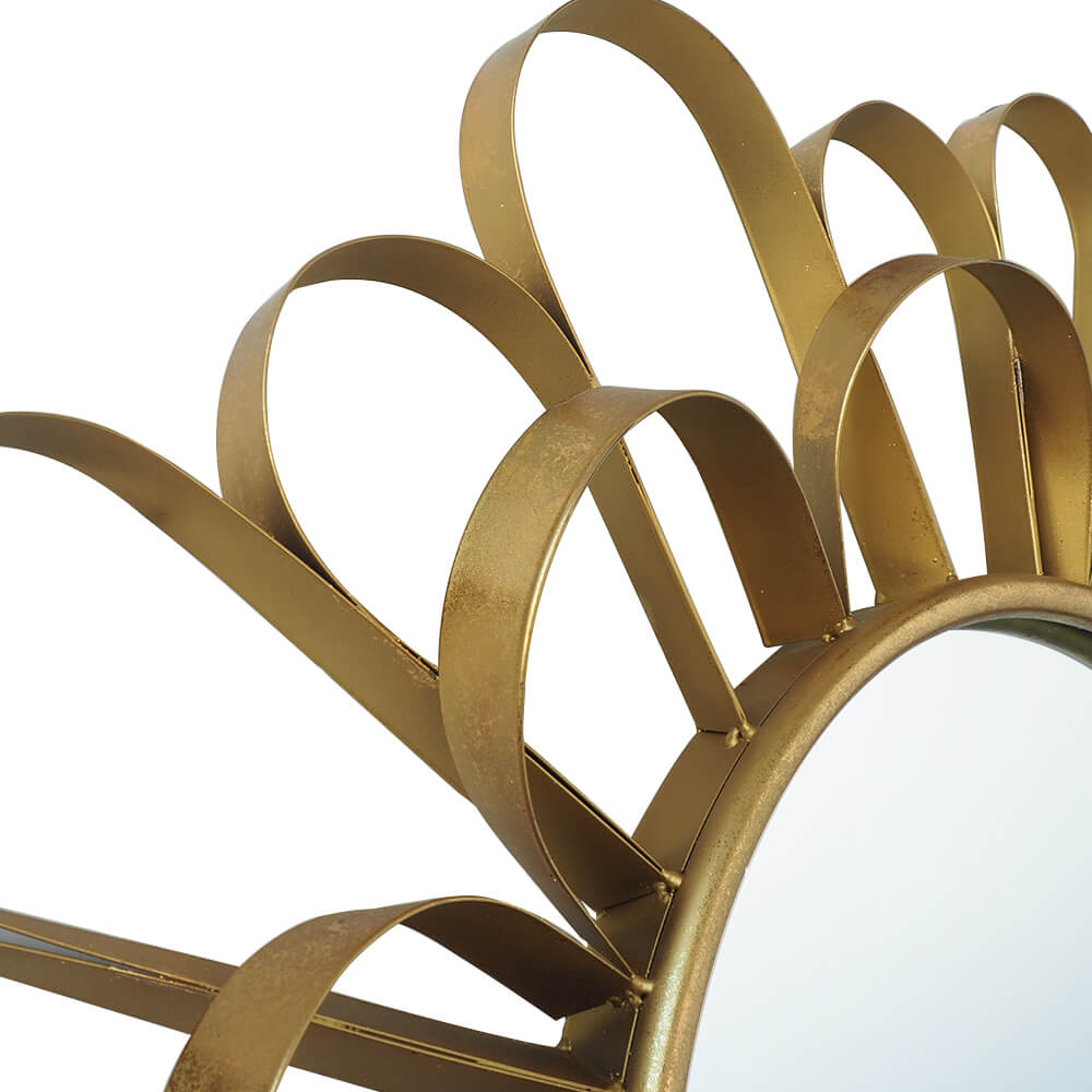 Modern-Round-Gold-Flower-Metal-Frame-Round -Wall-Mirror