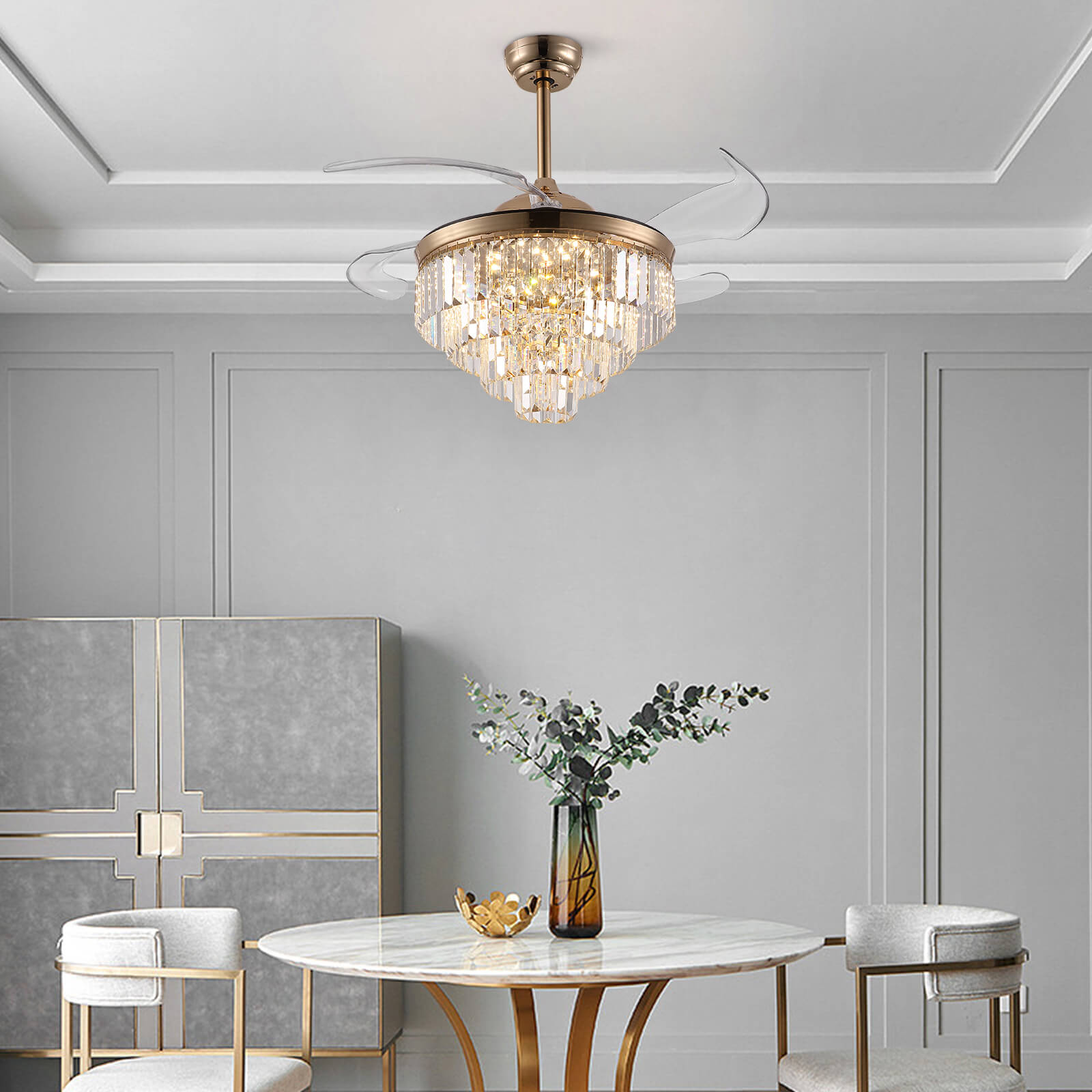 Top-Rated Crystal Gold Retractable l Fandelier