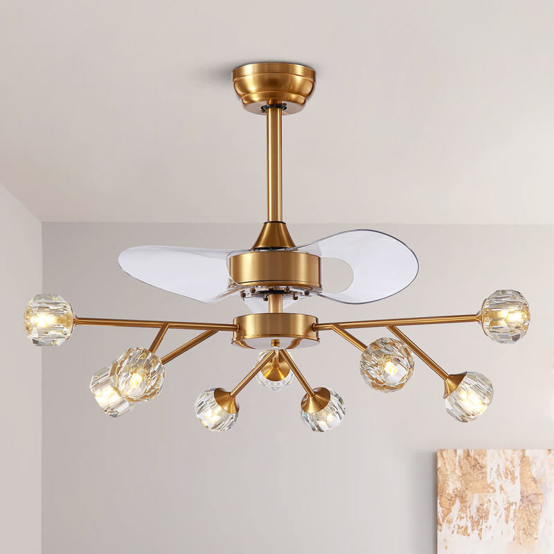 Copper Sputnik Crystal Fandelier Ceiling Fan