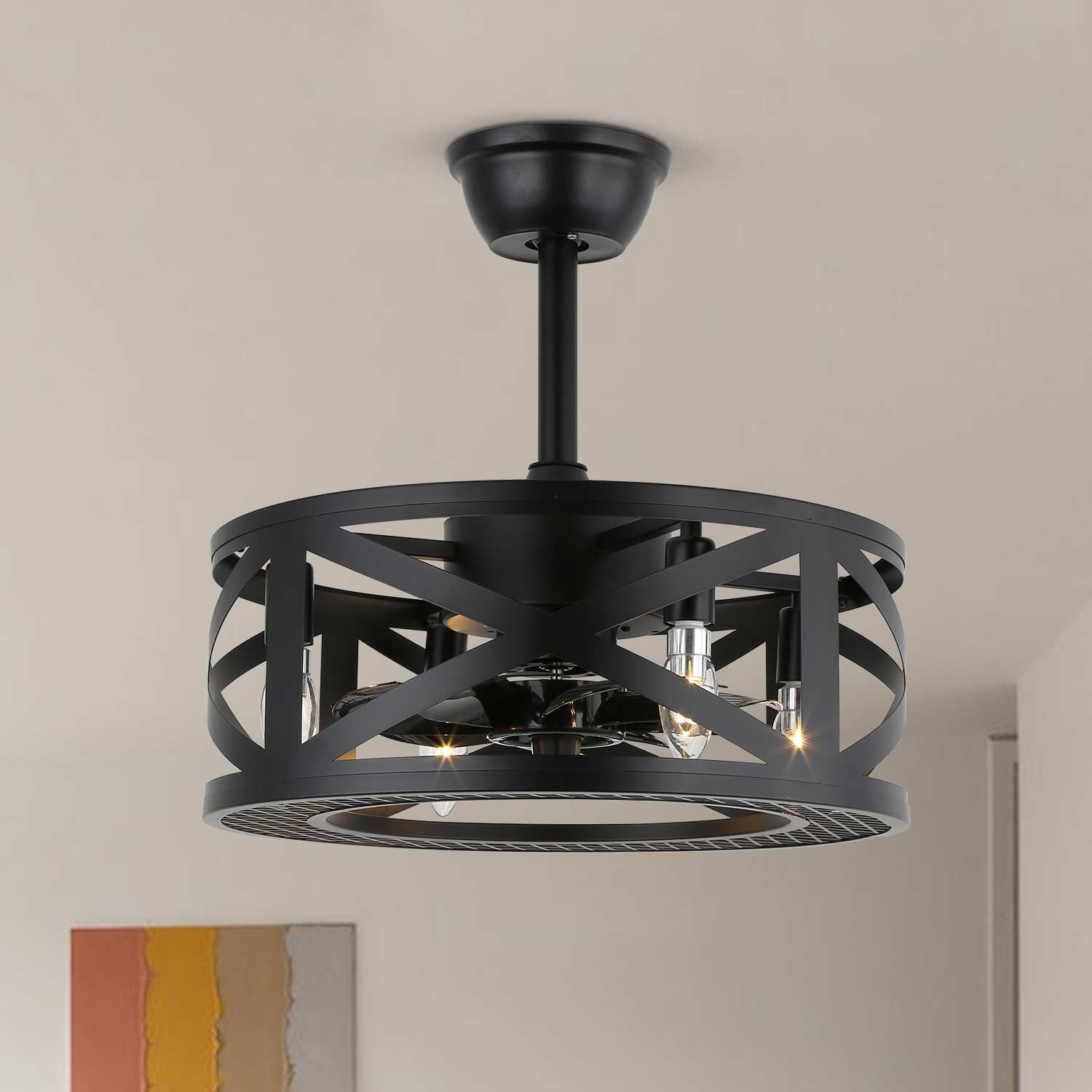 Small Industrial Fandelier For Bedroom