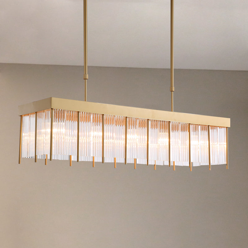 Rectangular Gold Frame Chandelier For Kitchen