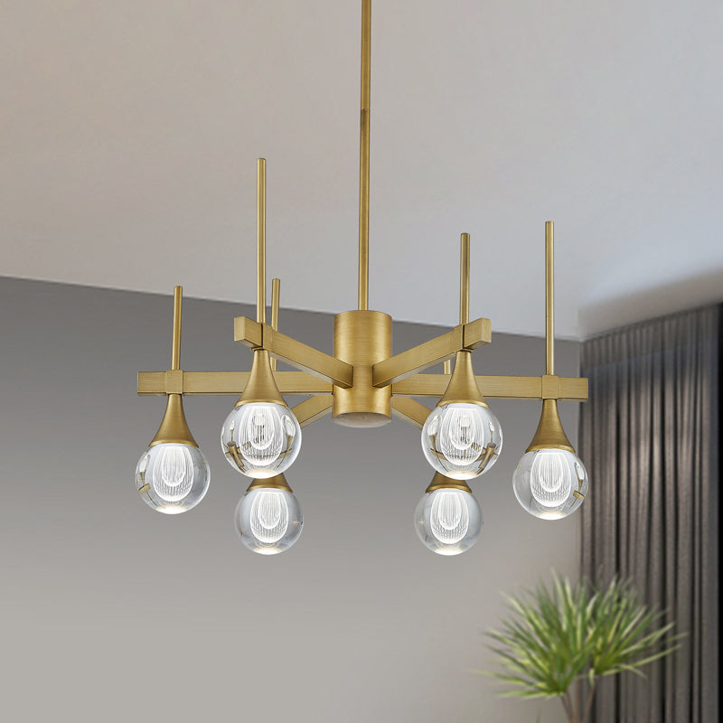 Sputnik 6 Lights Drop-shaped Globe Crystal Pandent Light