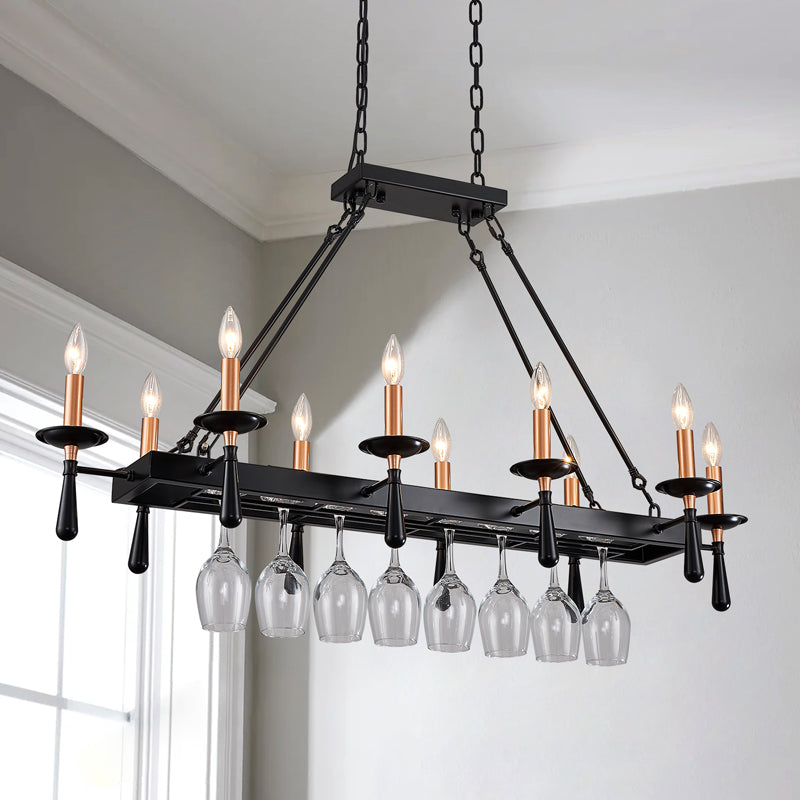 Rustic Candelabra Black Iron Frame Chandelier