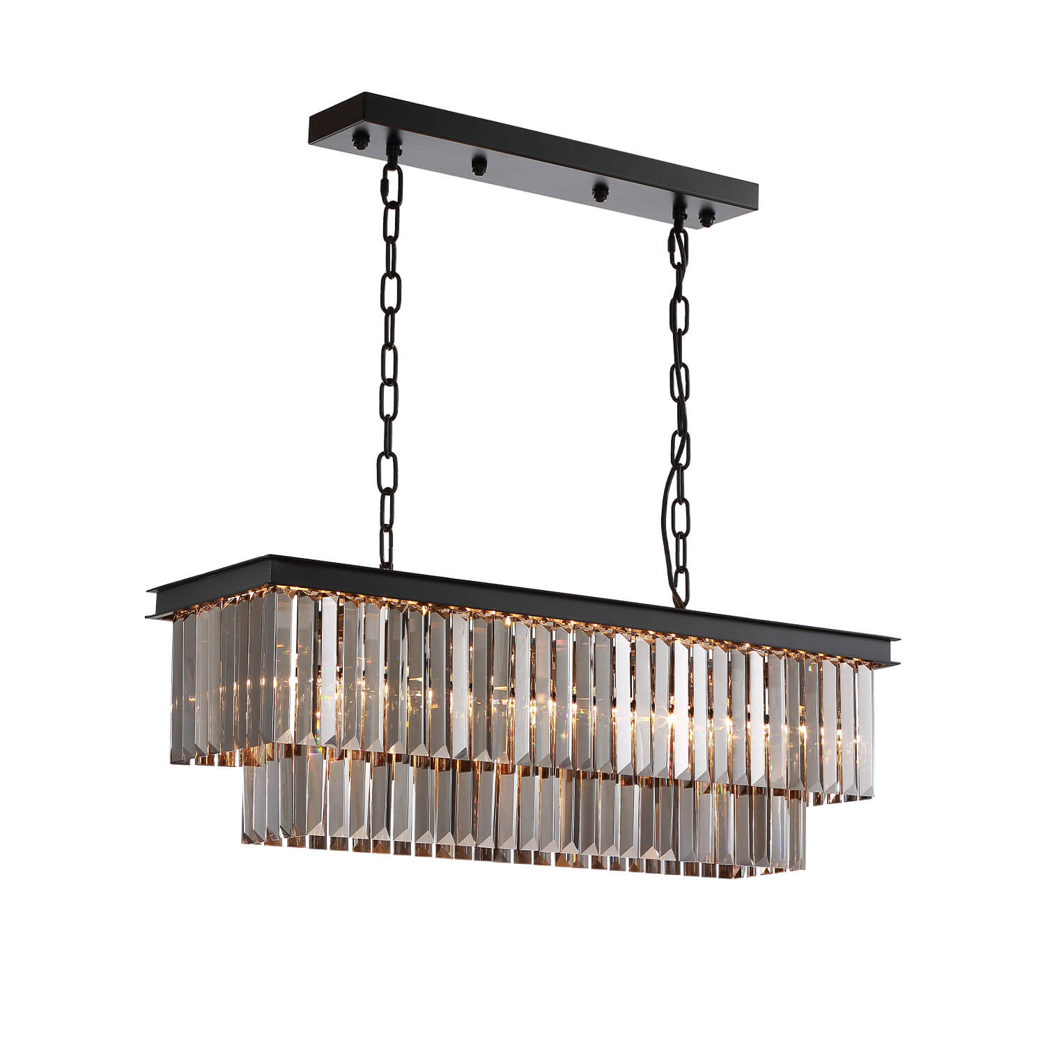 Modern-Matte-Black-Black-Rectangular-Metal-Frame-Crystal-Chandelier