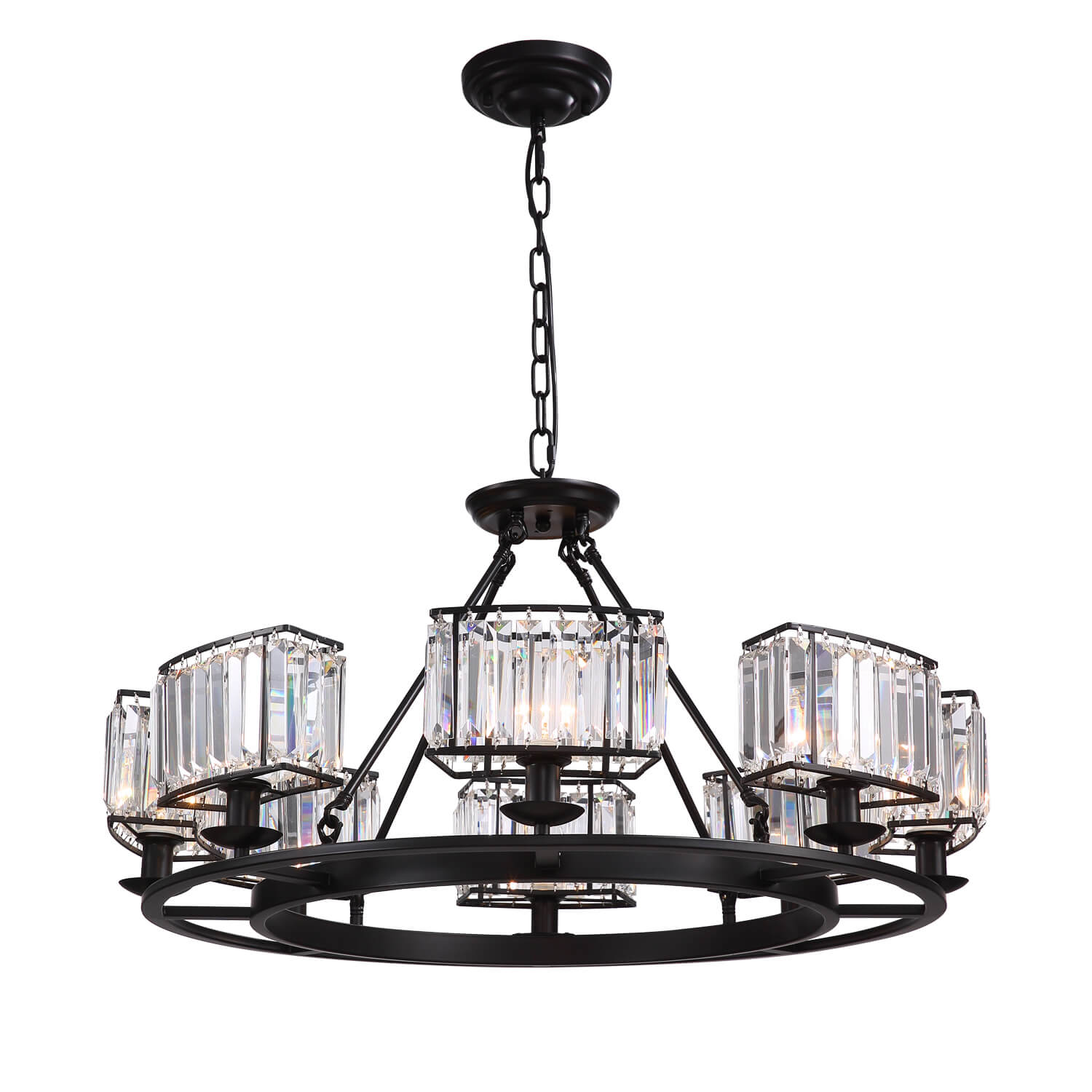 MOOONI-Vintage-Round-Matte-Black-Crystal-Chandelier