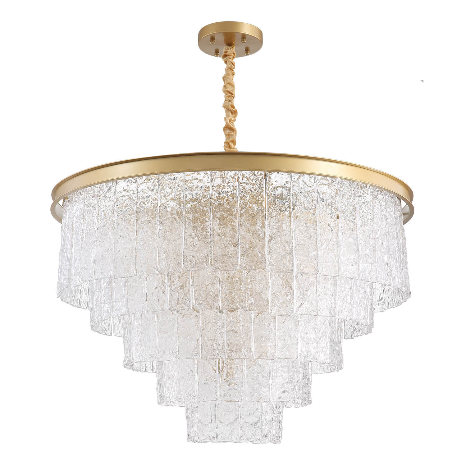 Golden Iron Art 5-Layer Glass Bar Round Chandelier