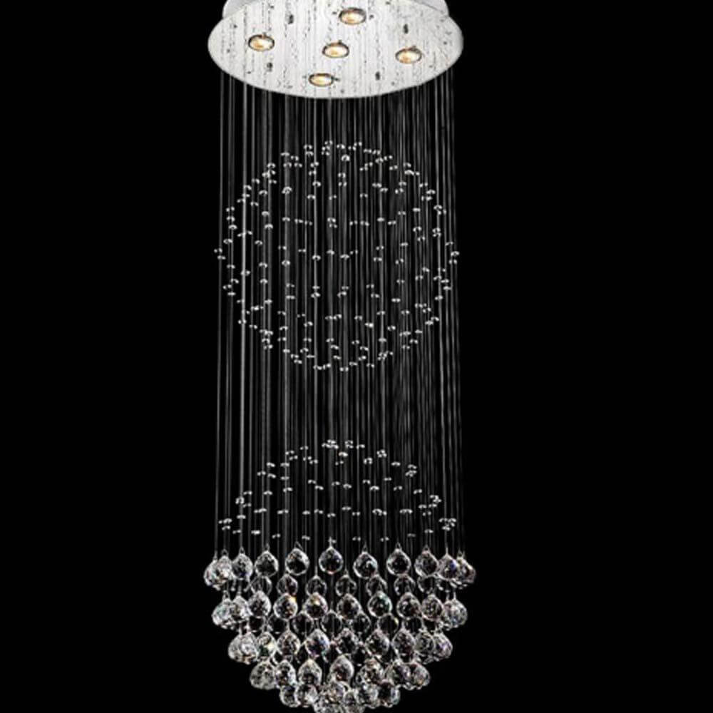 MOOONI-Modern-Chrome-Sphere-Double-Crystal-Chandelier-Staircase